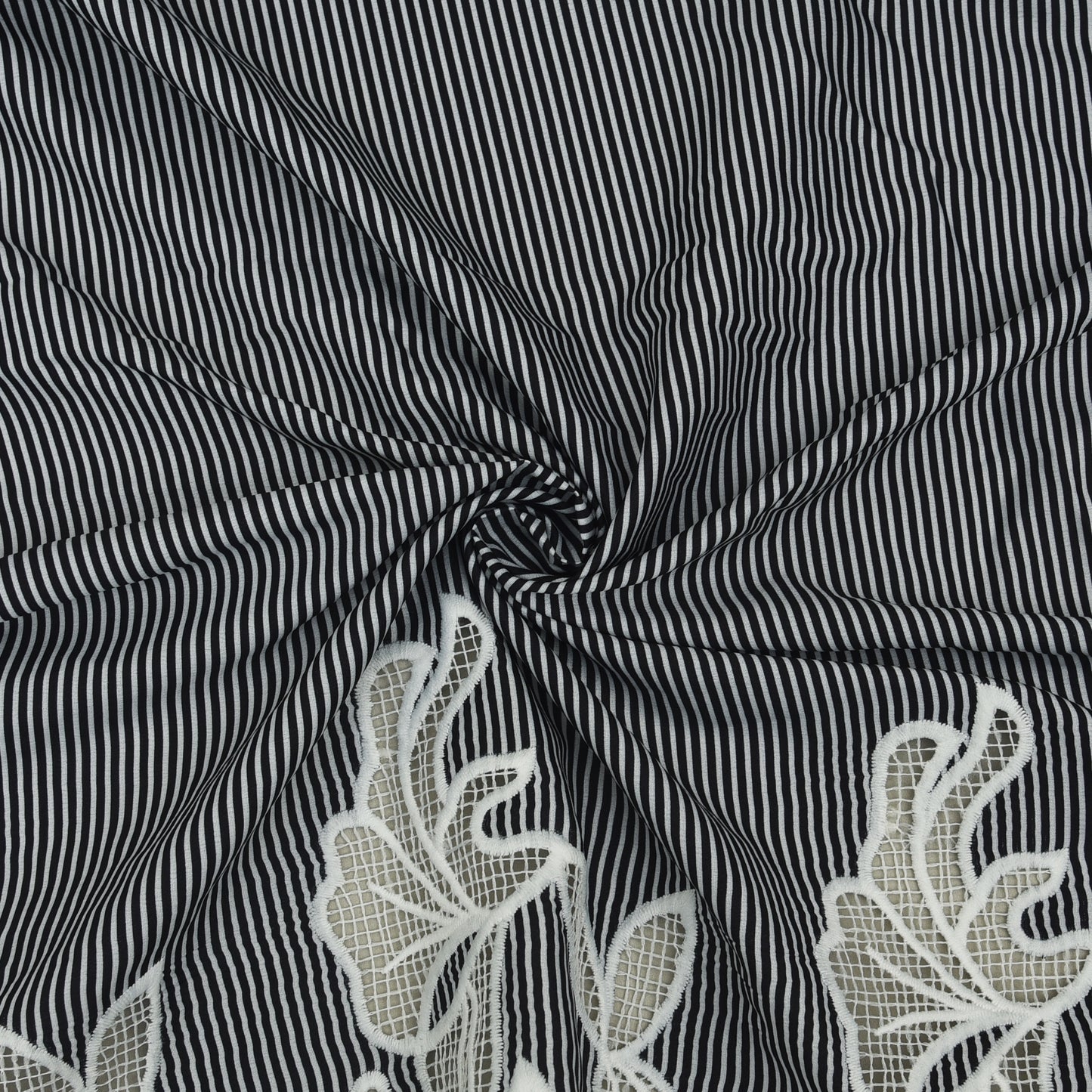 Crepe Stripe Border Embroidery Fabric