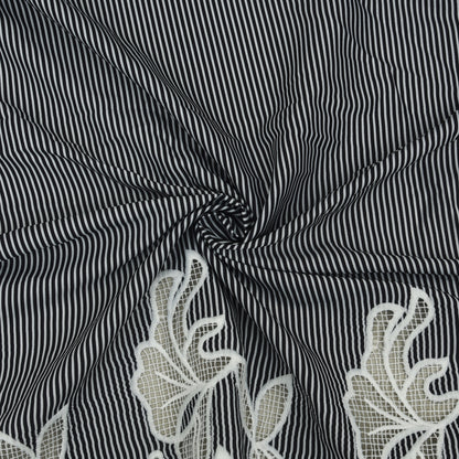 Crepe Stripe Border Embroidery Fabric