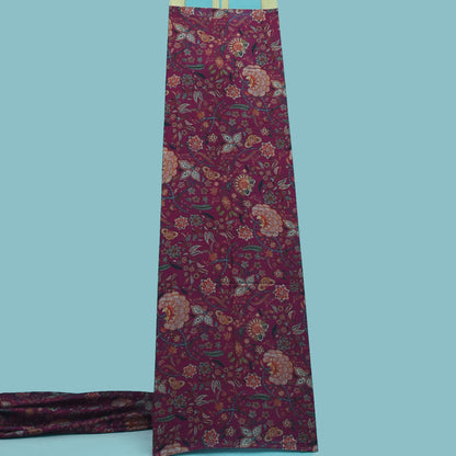 Multicolor Slub Silk Print Fabric