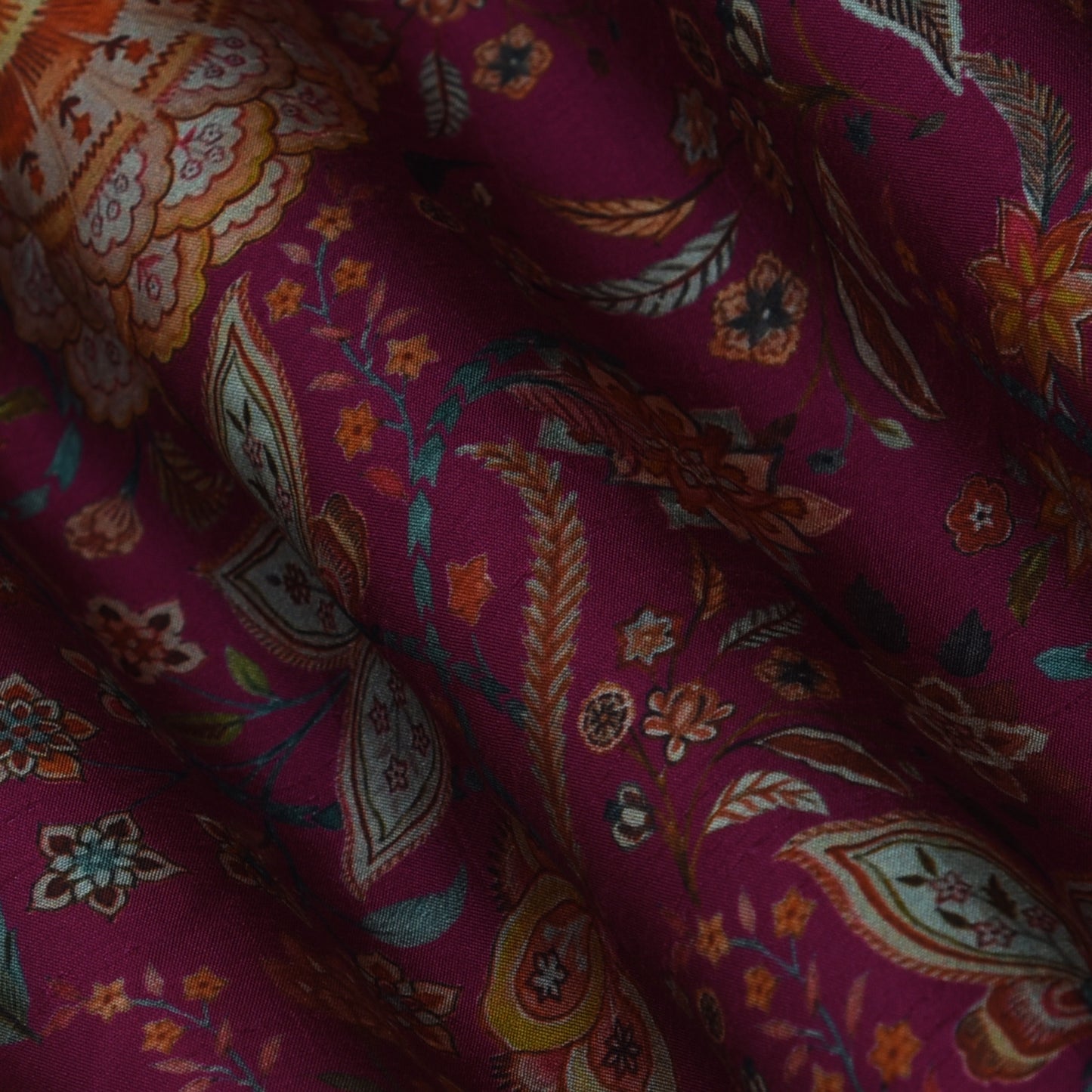 Multicolor Slub Silk Print Fabric