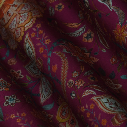 Multicolor Slub Silk Print Fabric