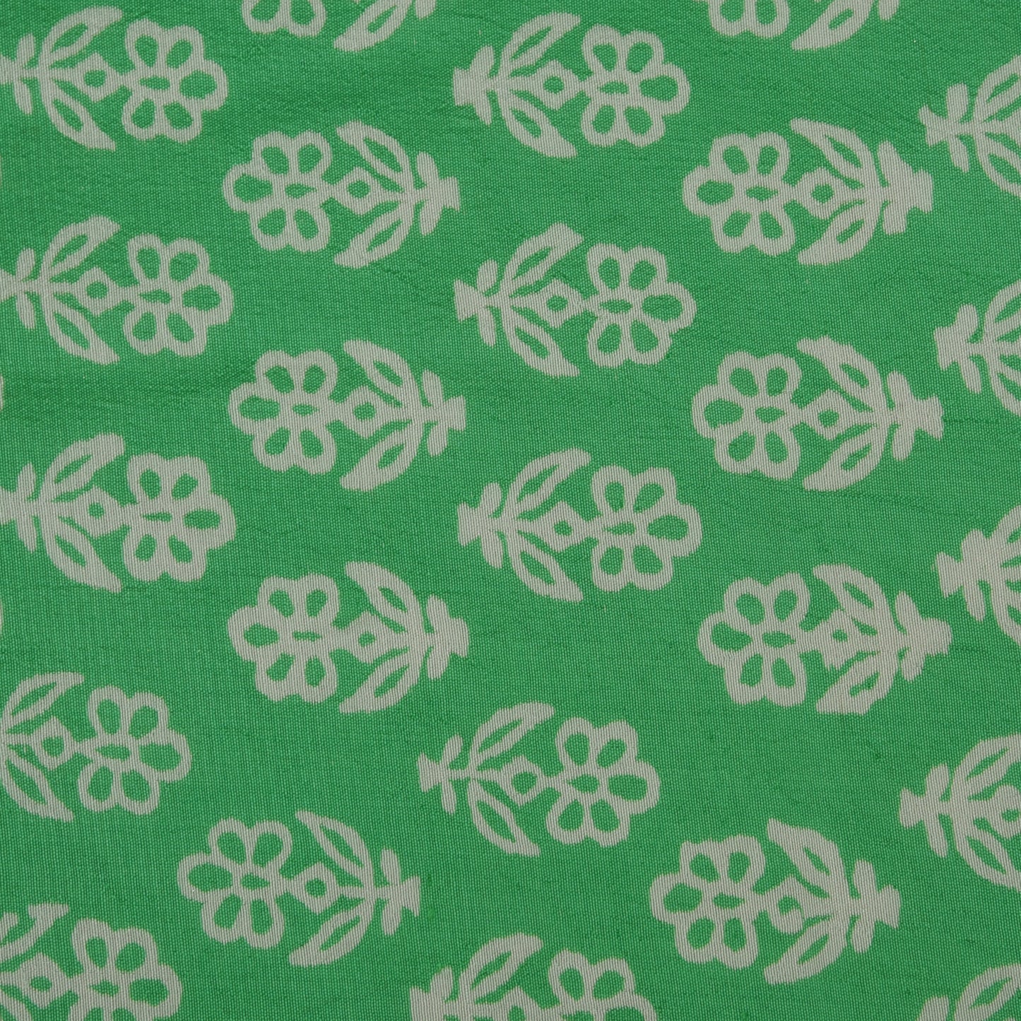 Green Color Kora Silk Print Fabric