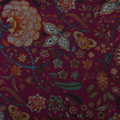 Multicolor Slub Silk Print Fabric