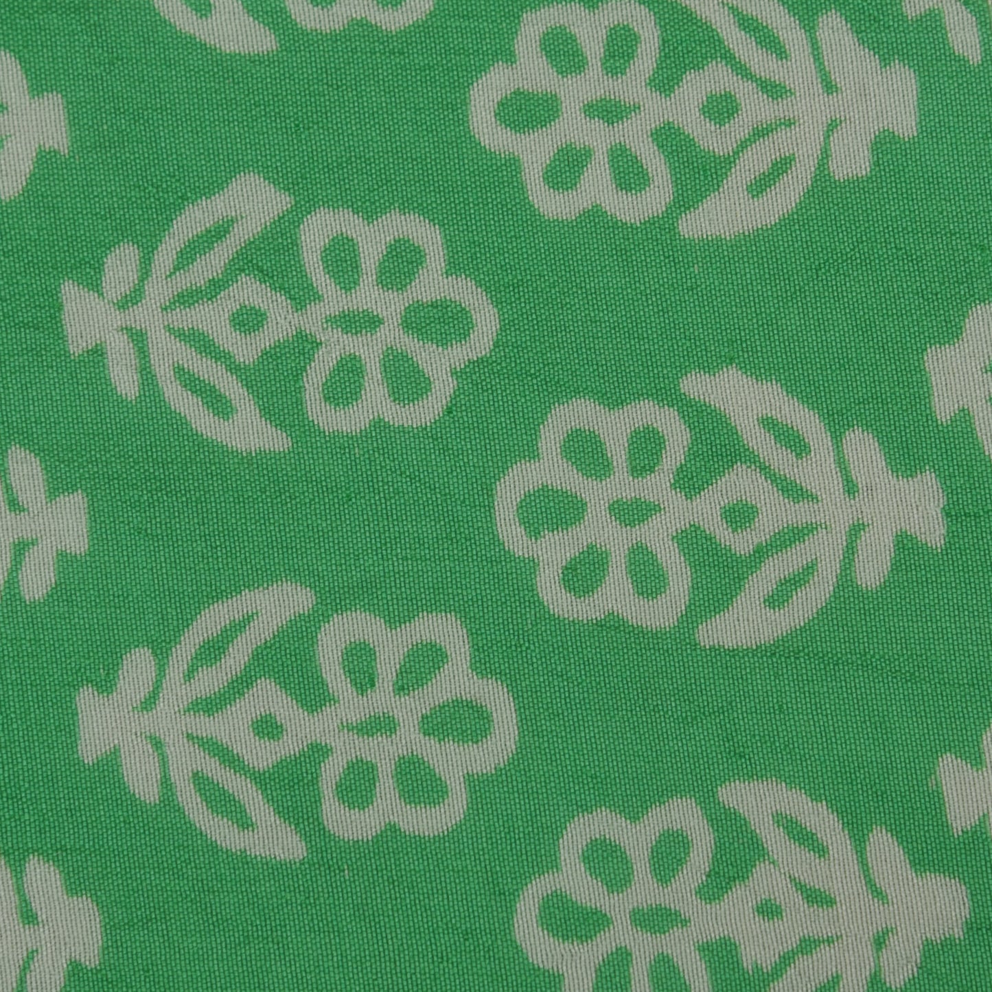 Green Color Kora Silk Print Fabric