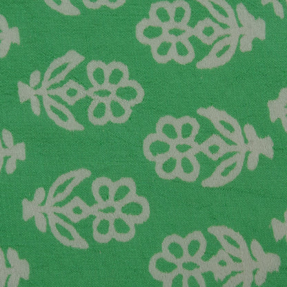 Green Color Kora Silk Print Fabric