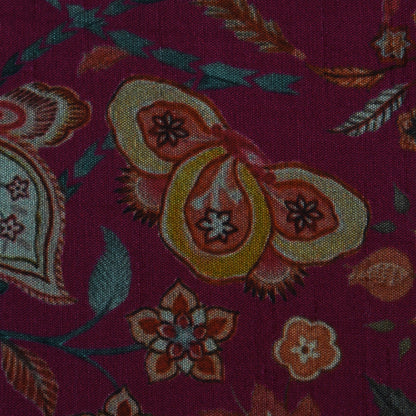 Multicolor Slub Silk Print Fabric