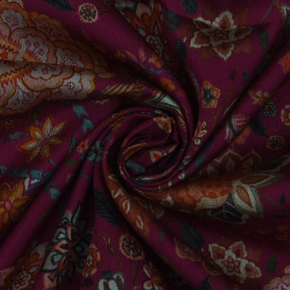 Multicolor Slub Silk Print Fabric