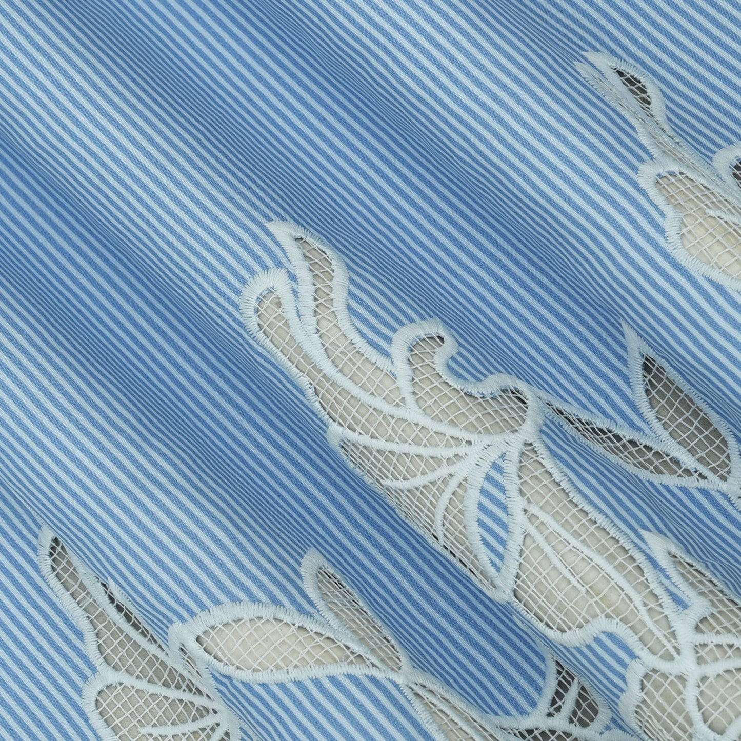 Crepe Stripe Border Embroidery Fabric