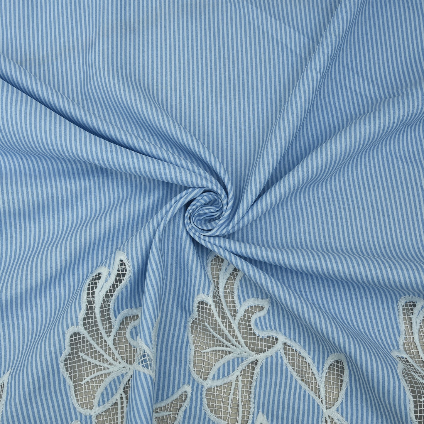 Crepe Stripe Border Embroidery Fabric