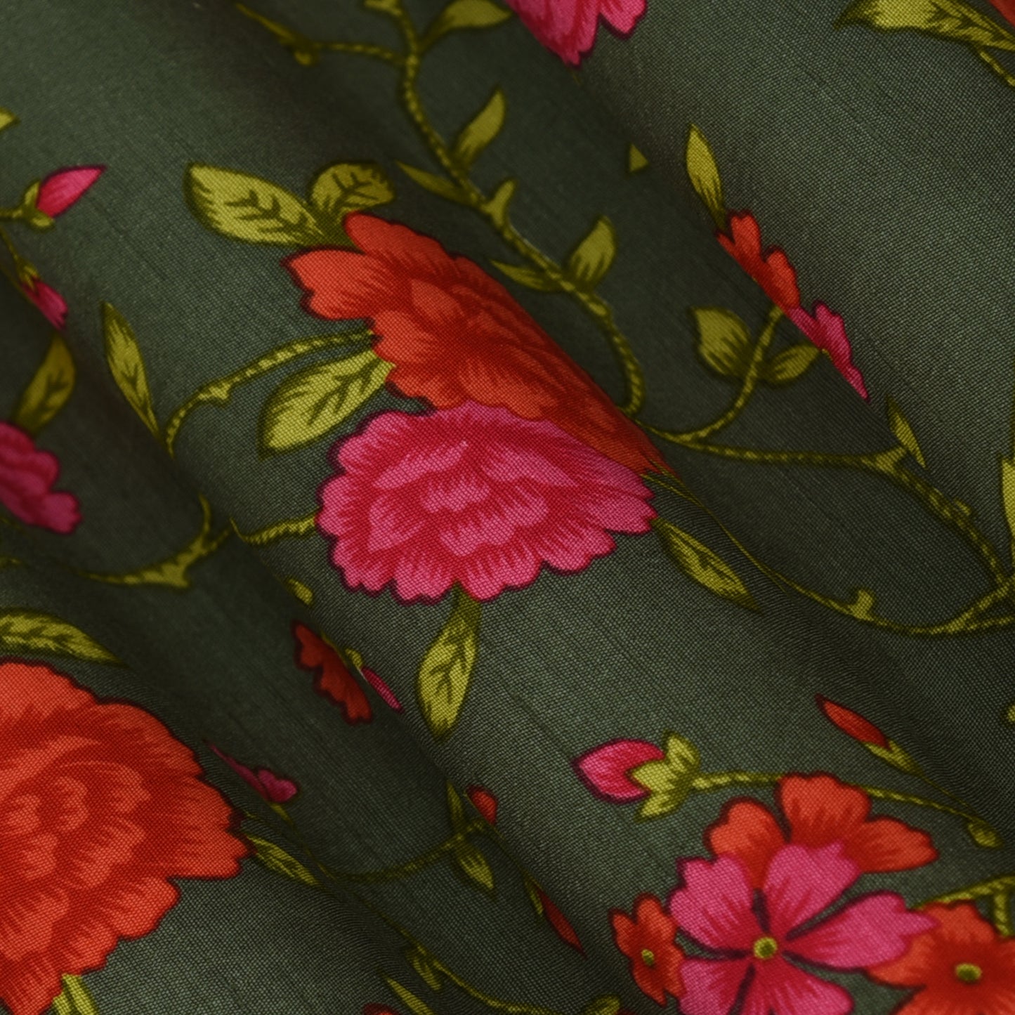 Multicolor Slub Chanderi Print Fabric