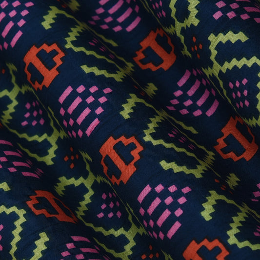 Multicolor Slub Chanderi Print Fabric