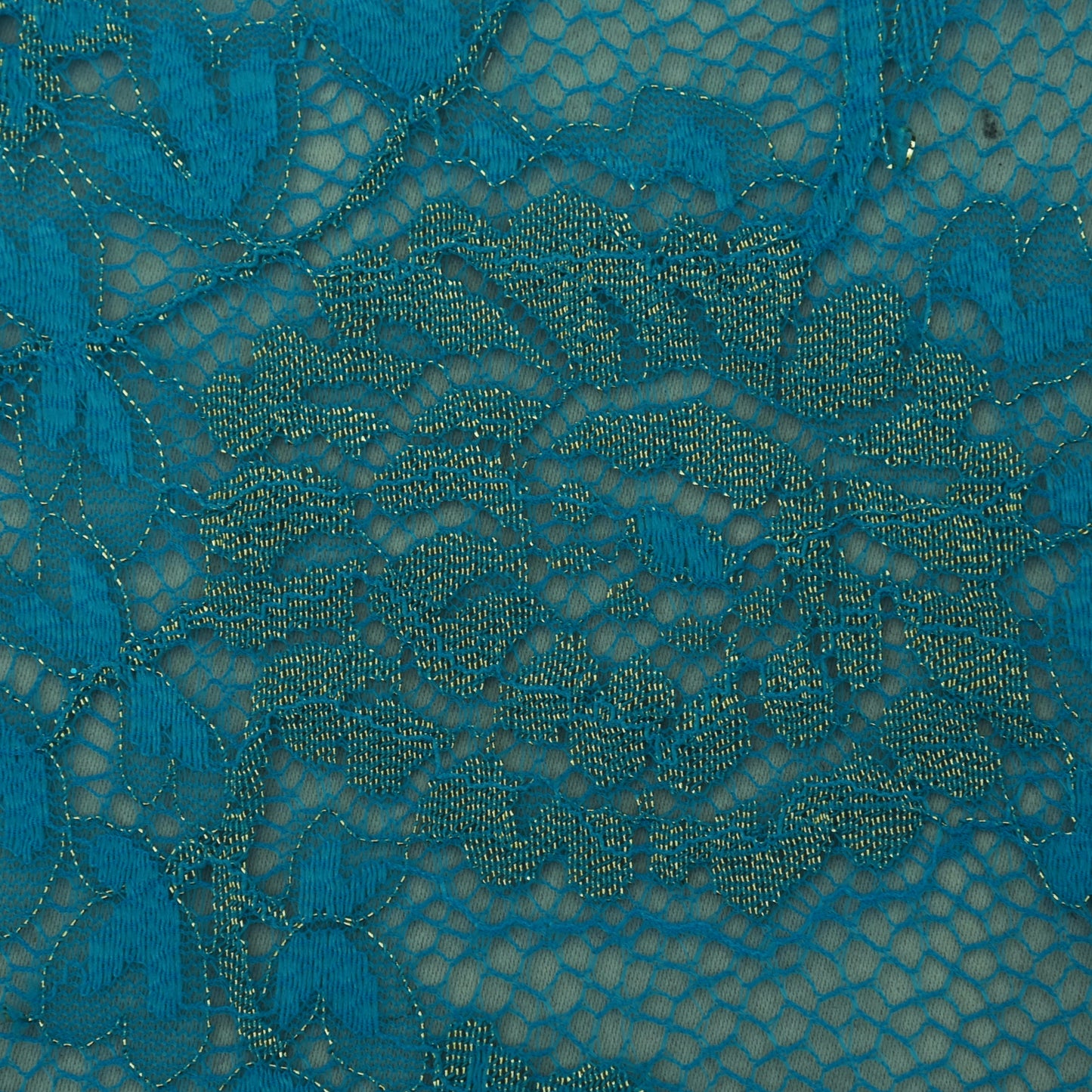 Teal Blue Color Chantilly Lace Fabric