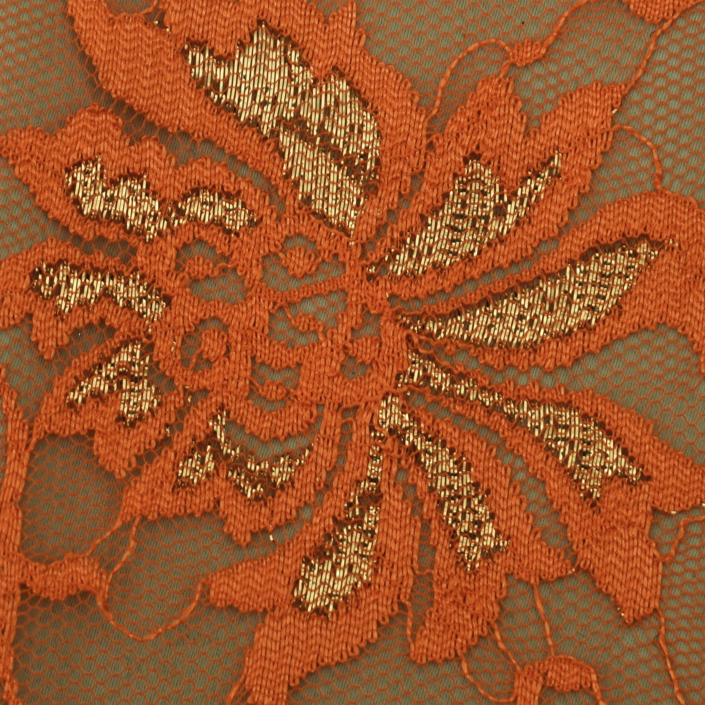 Orange Color Chantilly Lace Fabric