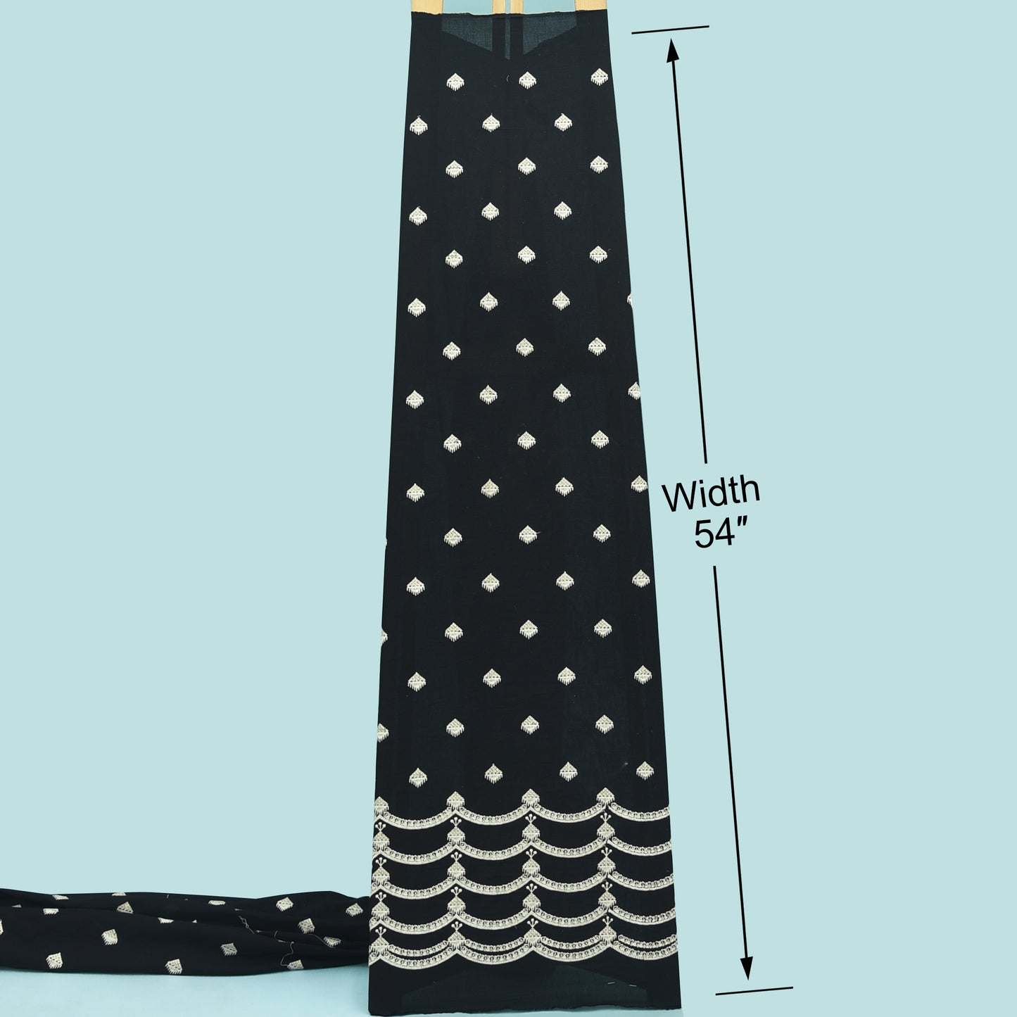 Black Color Cotton Embroidery Fabric