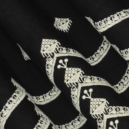 Black Color Cotton Embroidery Fabric