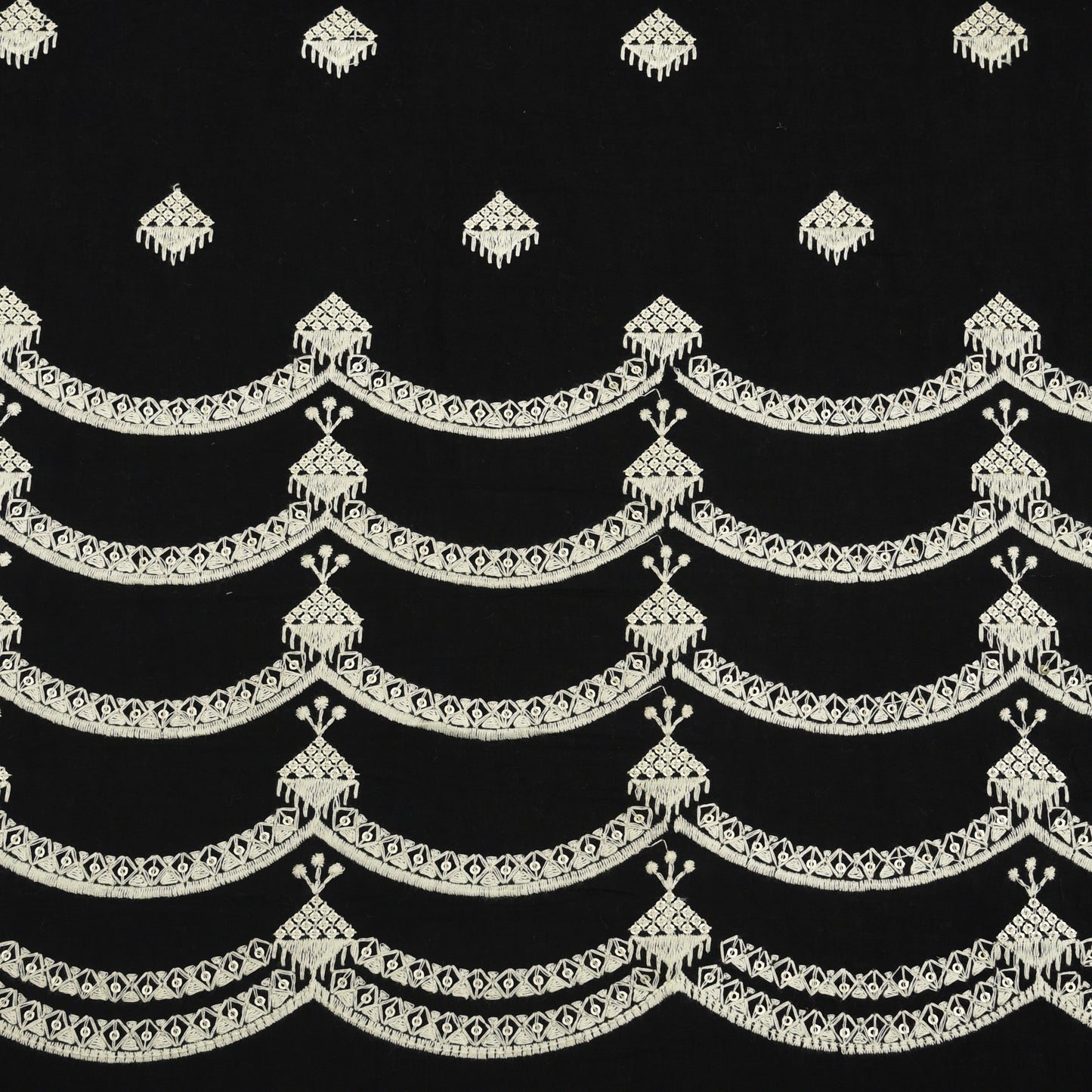 Black Color Cotton Embroidery Fabric