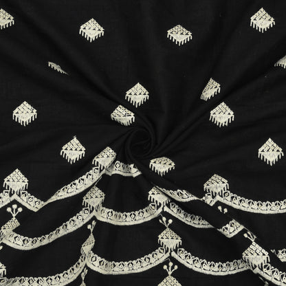 Black Color Cotton Embroidery Fabric