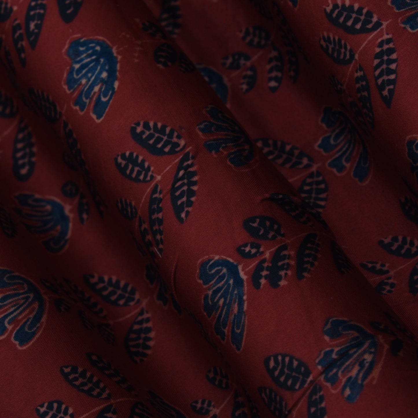 Multicolor Bember Satin Modal Ajrakh Print Fabric