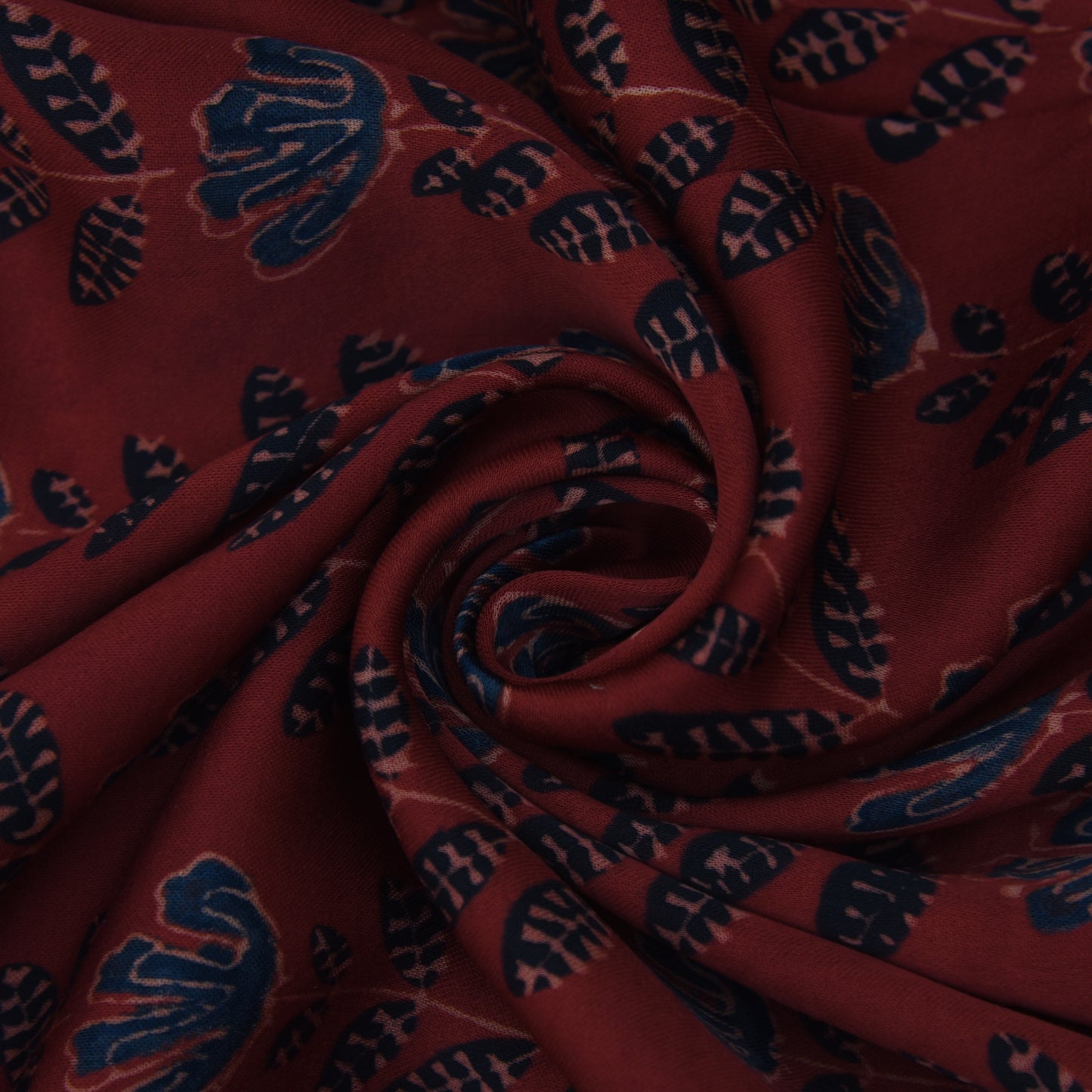 Multicolor Bember Satin Modal Ajrakh Print Fabric