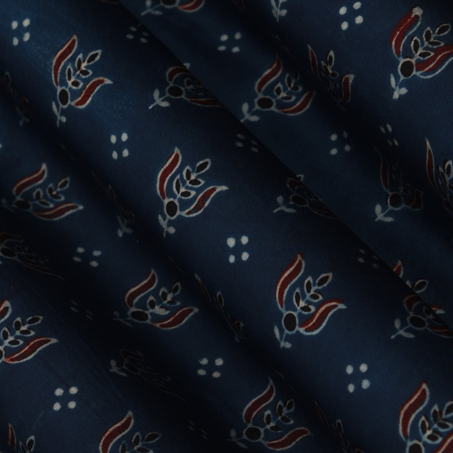 Multicolor Bember Satin Modal Ajrakh Print Fabric