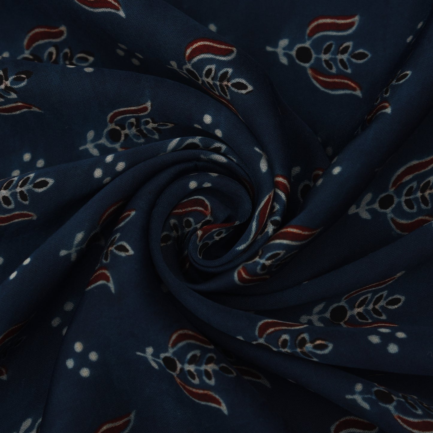 Multicolor Bember Satin Modal Ajrakh Print Fabric