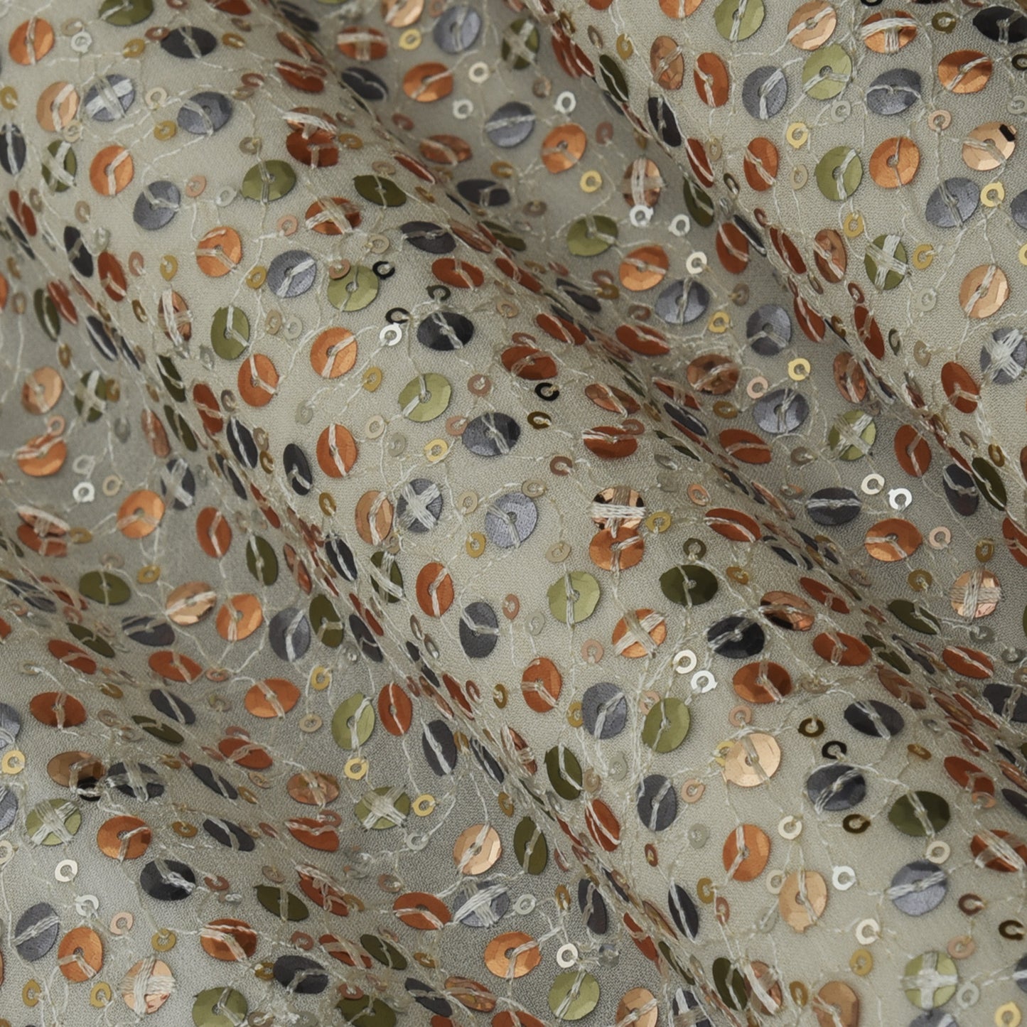 Dyeable Chinon Sequins Embroidery Fabric