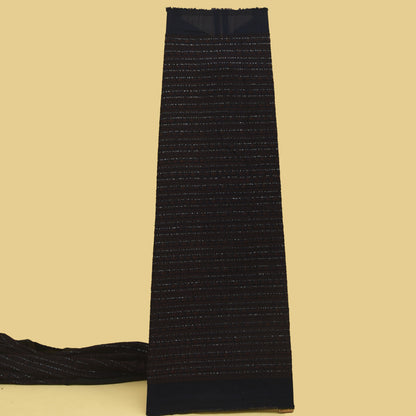 Navy Blue Color Raw Silk Embroidery Fabric