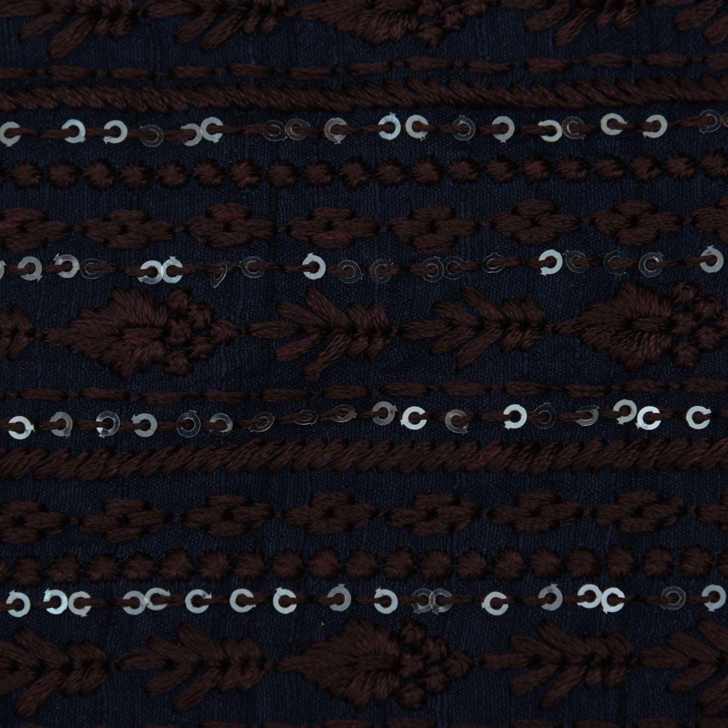 Navy Blue Color Raw Silk Embroidery Fabric