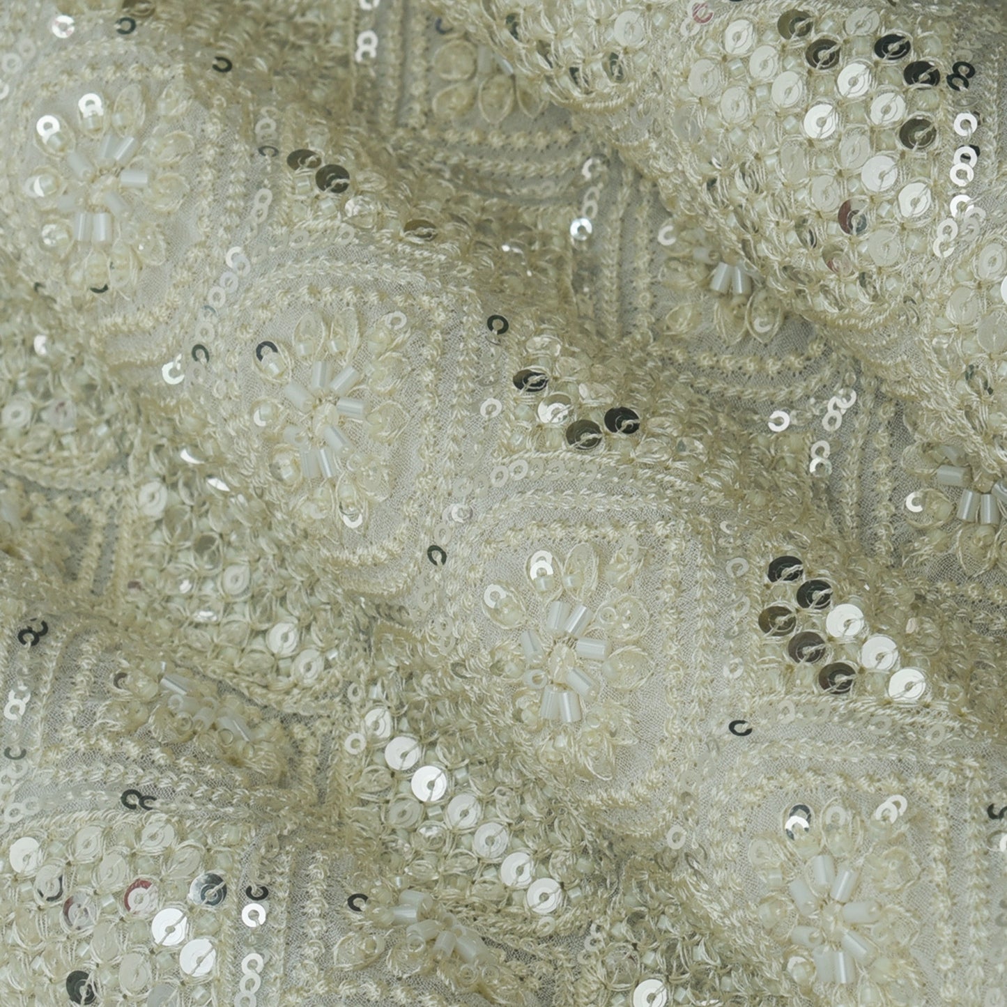 Dyeable Georgette Sequins Embroidery Fabric