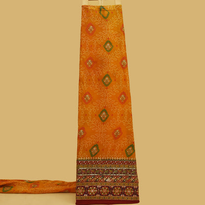 Crepe Position Print Embroidery Fabric