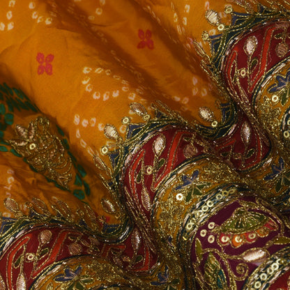 Crepe Position Print Embroidery Fabric