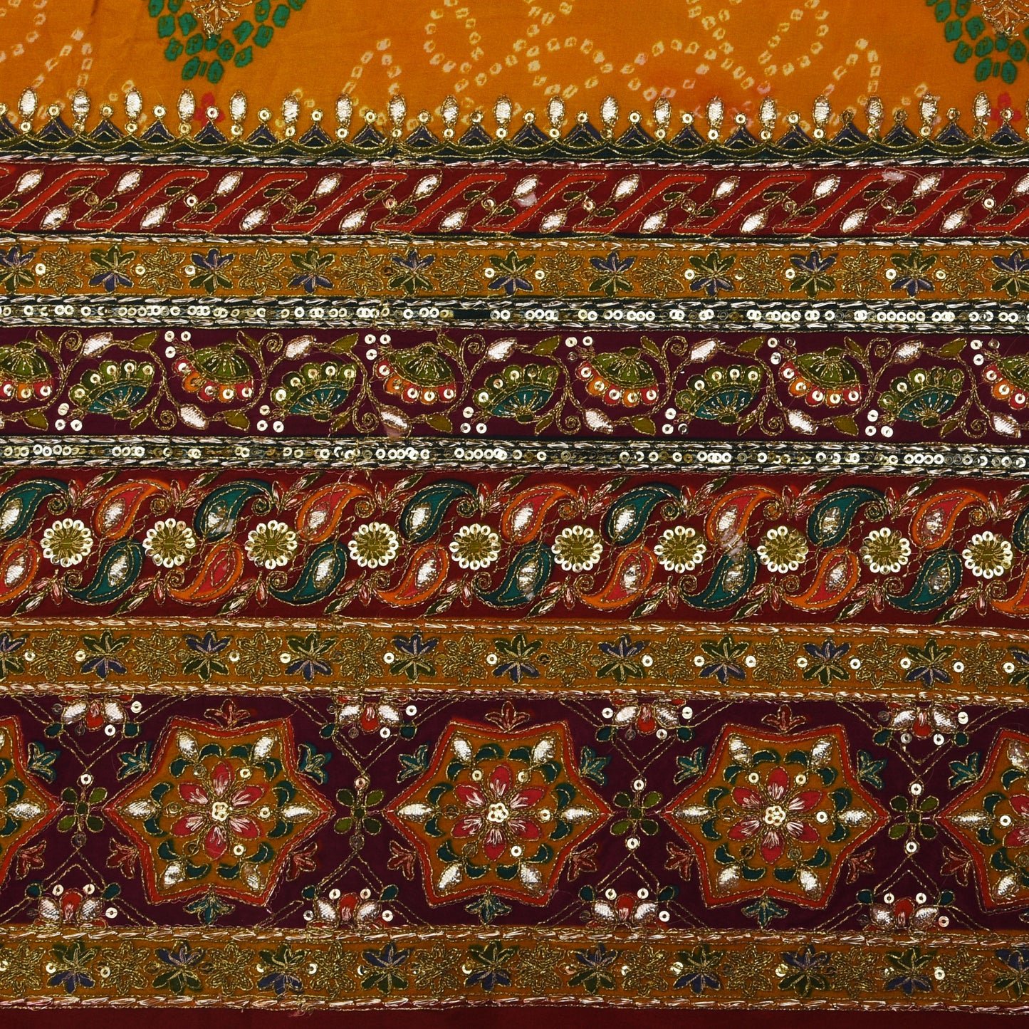 Crepe Position Print Embroidery Fabric