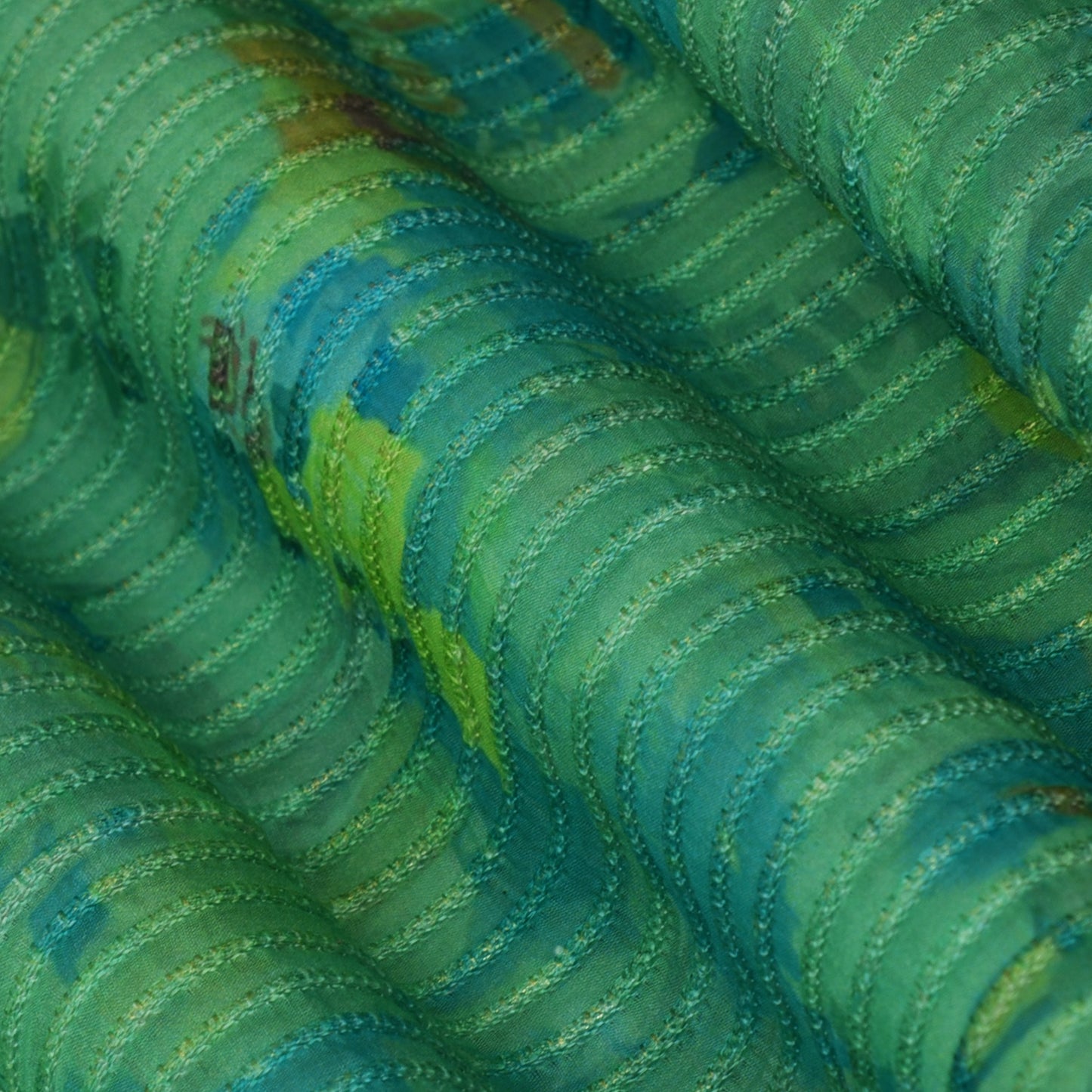 Multicolor Chanderi Tissue Embroidery Fabric