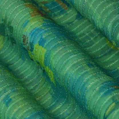 Multicolor Chanderi Tissue Embroidery Fabric