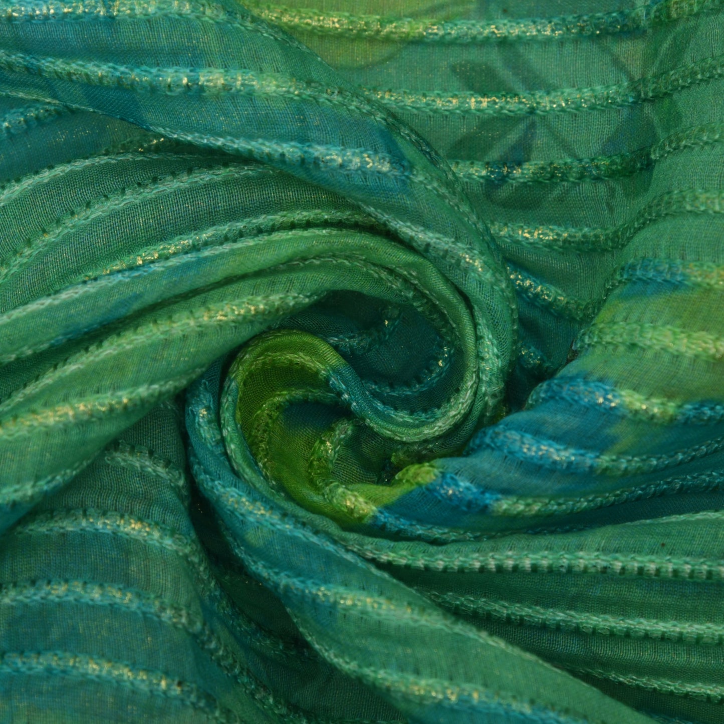 Multicolor Chanderi Tissue Embroidery Fabric