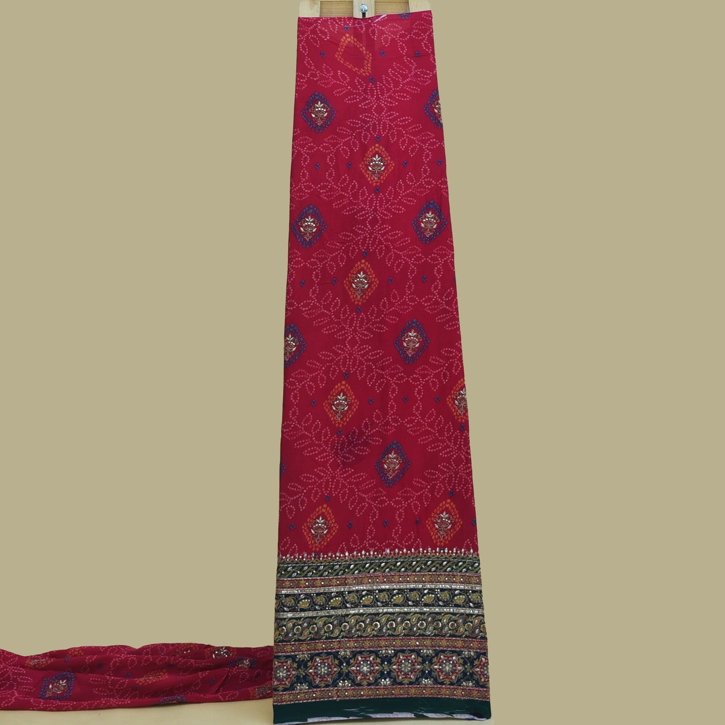 Crepe Position Print Embroidery Fabric