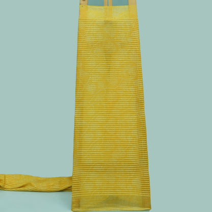Yellow Color Chanderi Tissue Embroidery Fabric