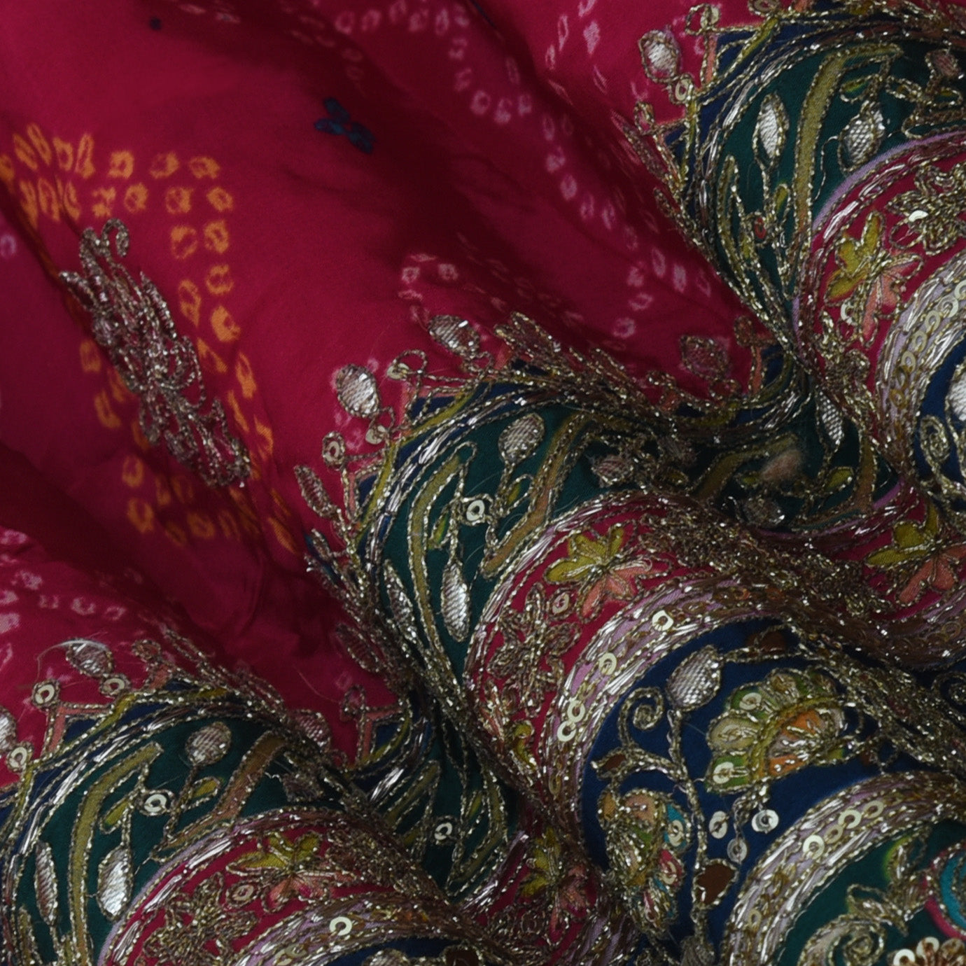 Crepe Position Print Embroidery Fabric