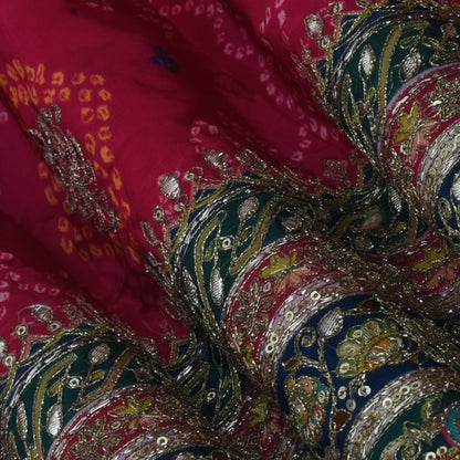 Crepe Position Print Embroidery Fabric