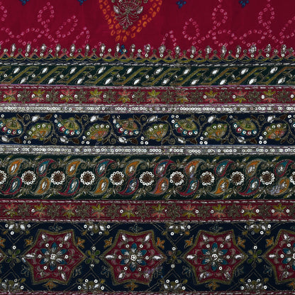 Crepe Position Print Embroidery Fabric