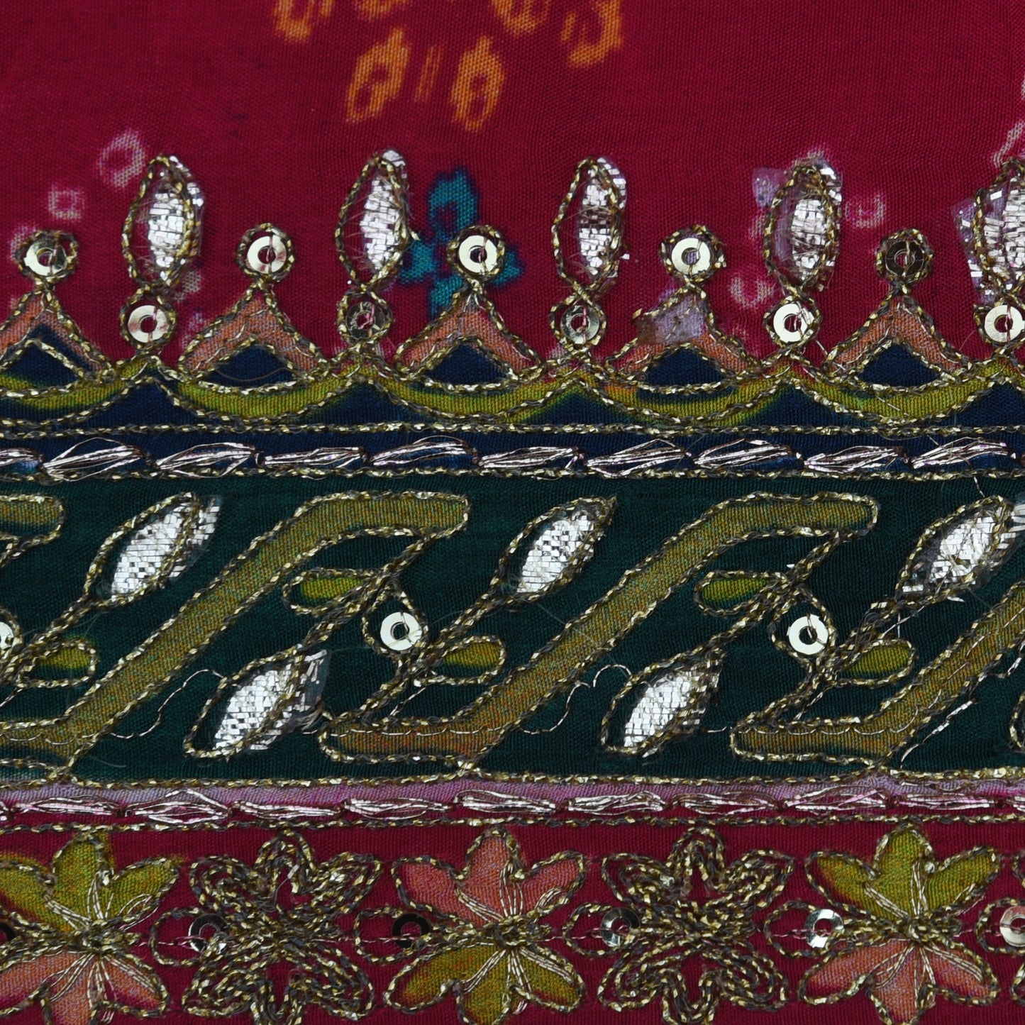 Crepe Position Print Embroidery Fabric