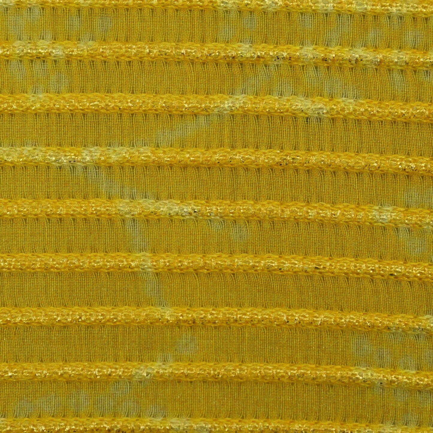 Yellow Color Chanderi Tissue Embroidery Fabric