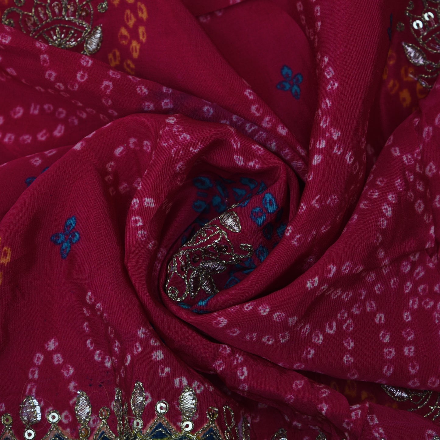 Crepe Position Print Embroidery Fabric