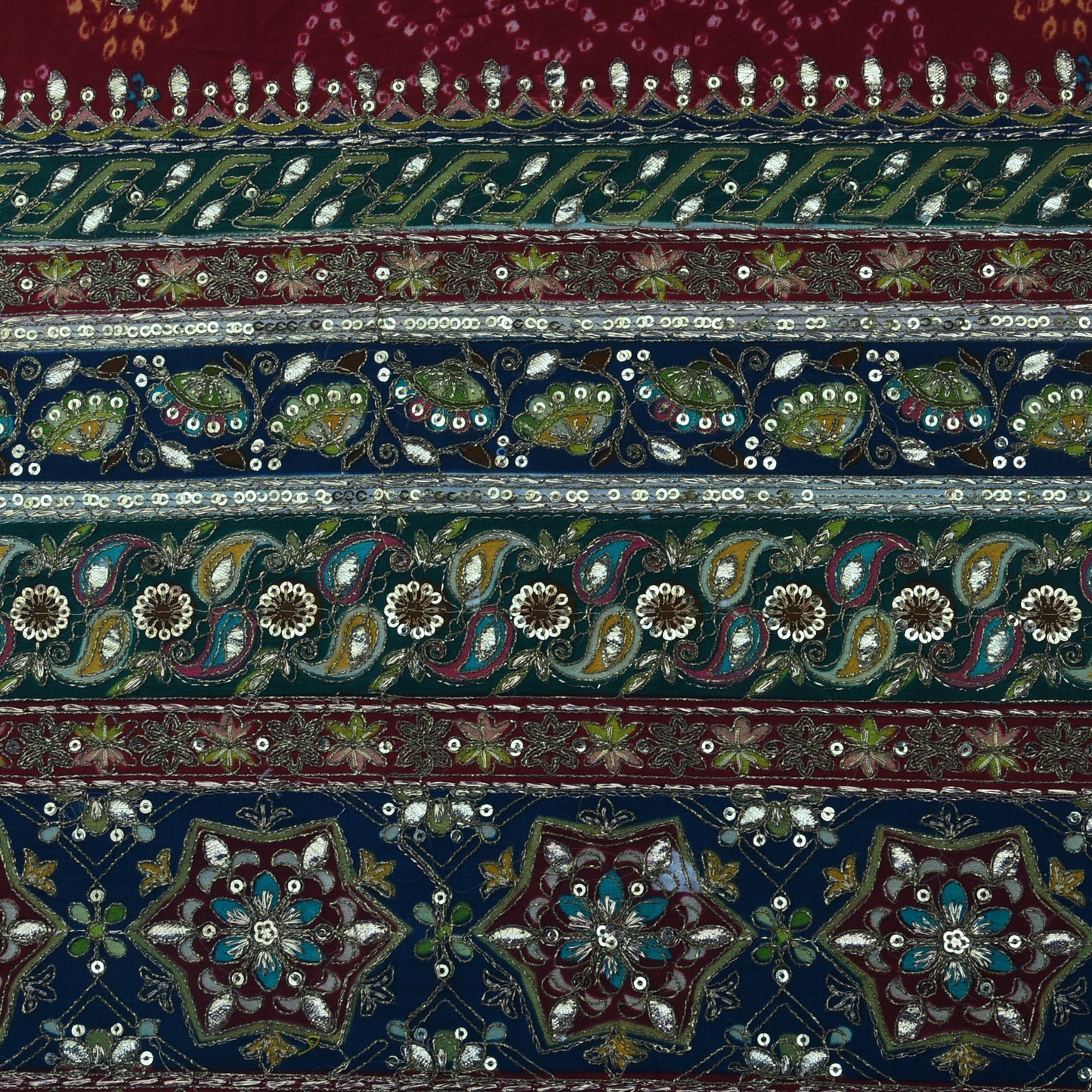 Crepe Position Print Embroidery Fabric