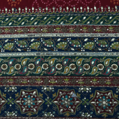 Crepe Position Print Embroidery Fabric