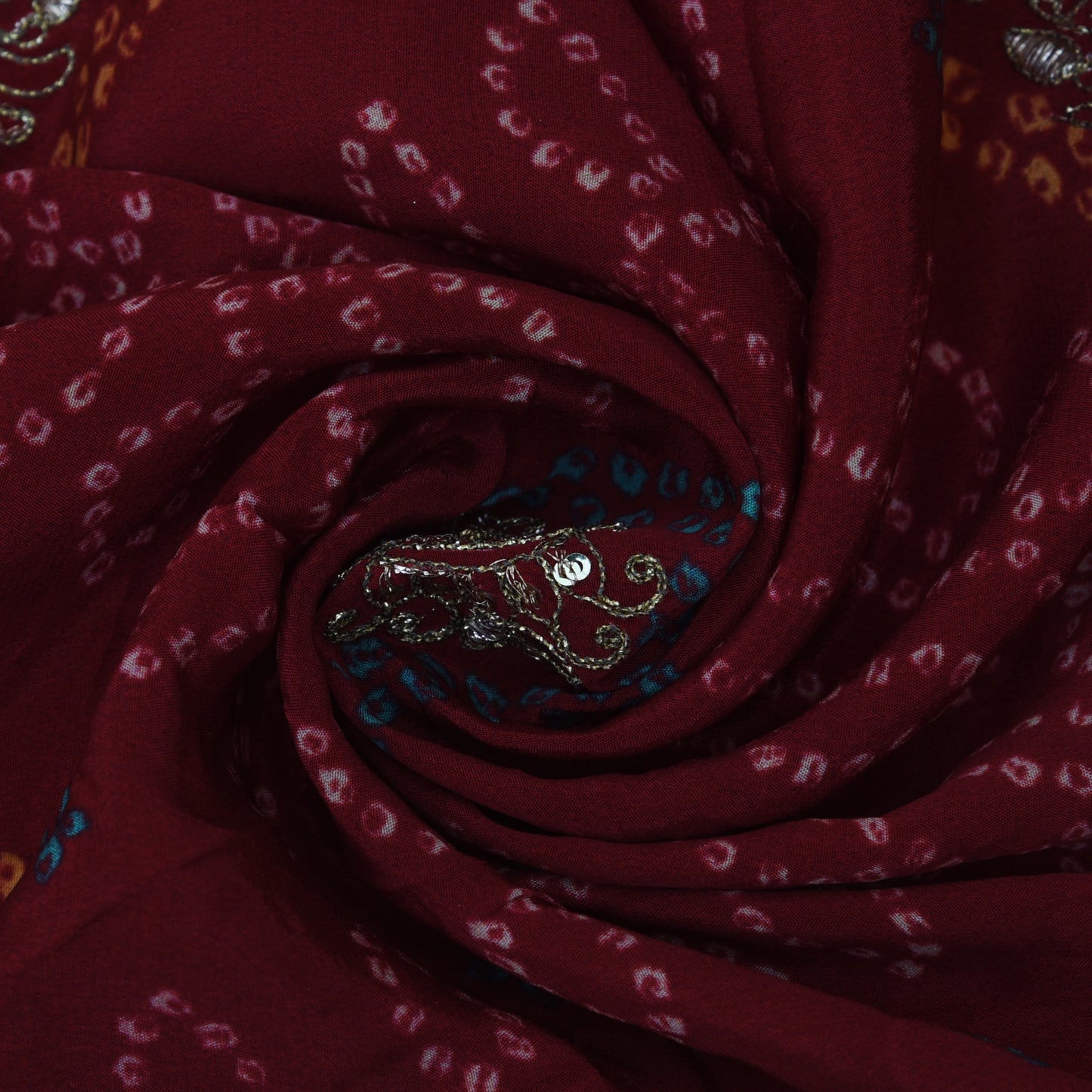 Crepe Position Print Embroidery Fabric