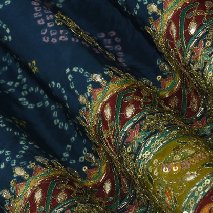 Crepe Position Print Embroidery Fabric