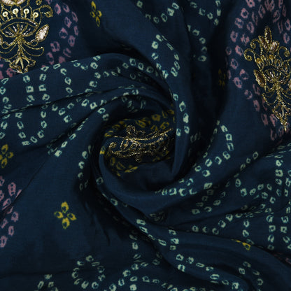 Crepe Position Print Embroidery Fabric