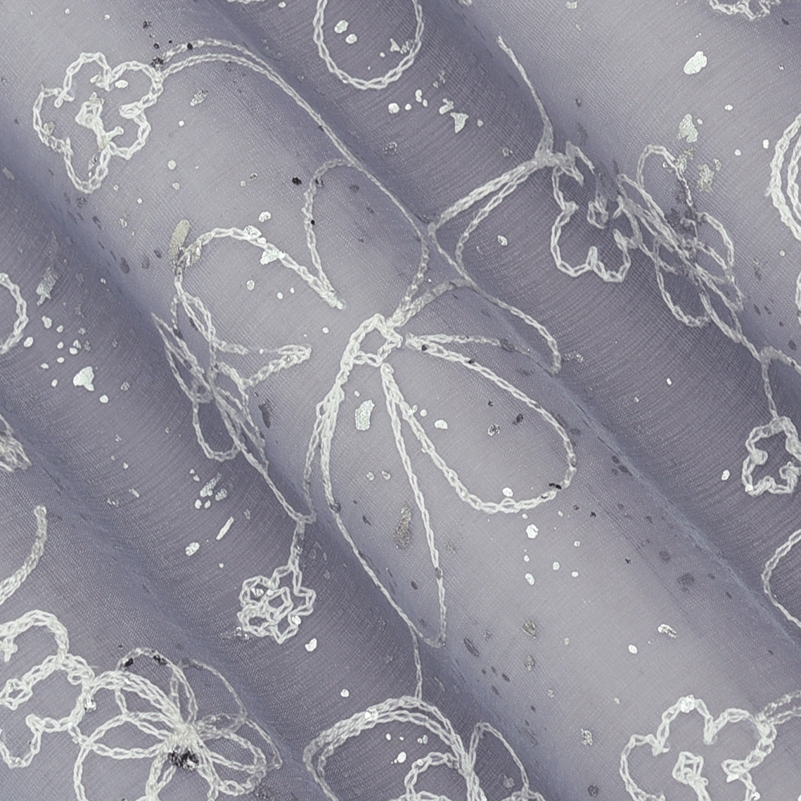 Chanderi Foil Embroidery Fabric