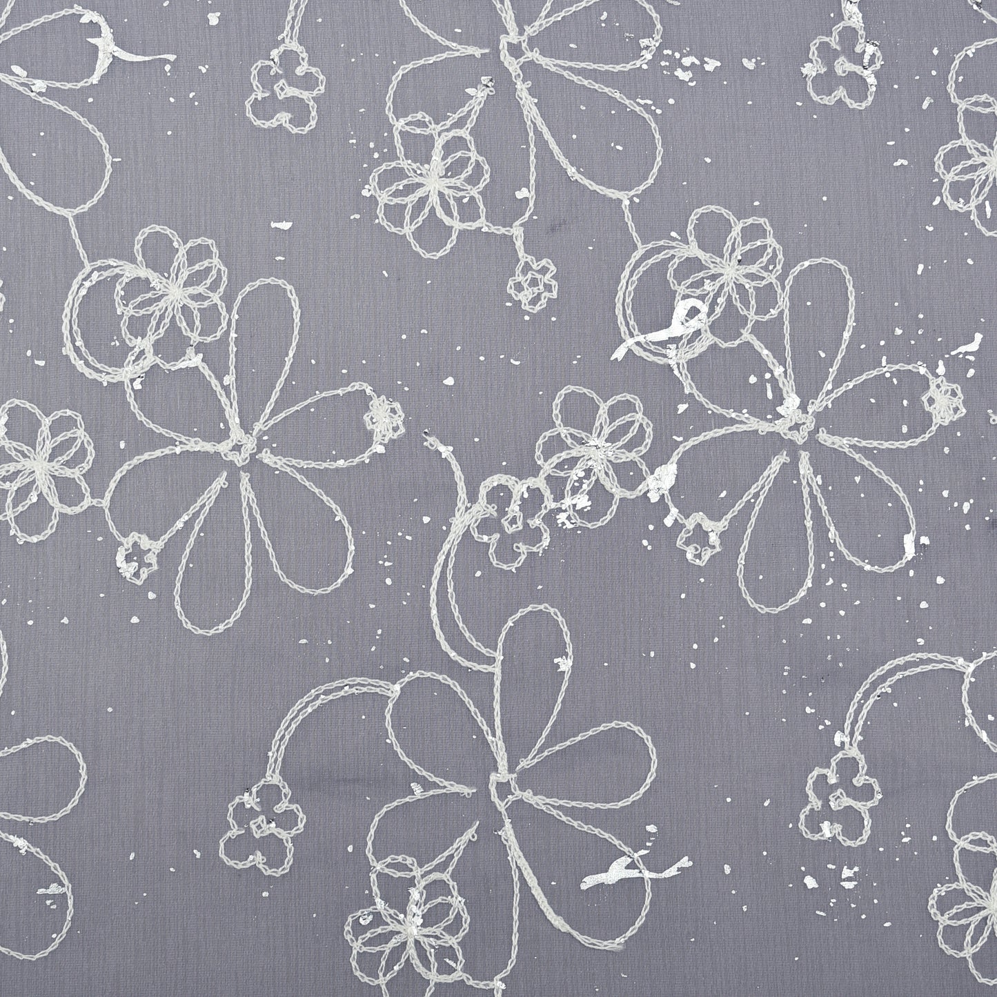 Chanderi Foil Embroidery Fabric